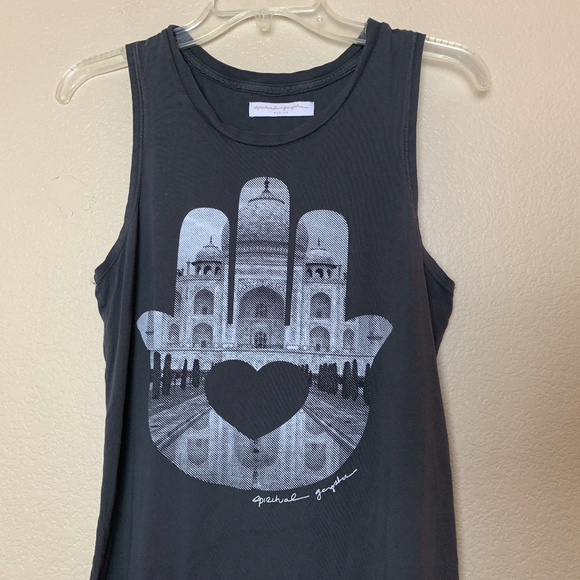 Spiritual Gangster Tops - Spiritual Gangster Taj Mahal Palm Gray Tank Top